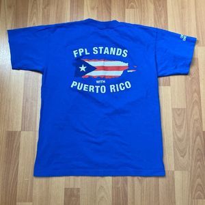 Vintage FPL Blue T Shirt “FPL Stands with Puerto Rico” Graphic Men L Made USA